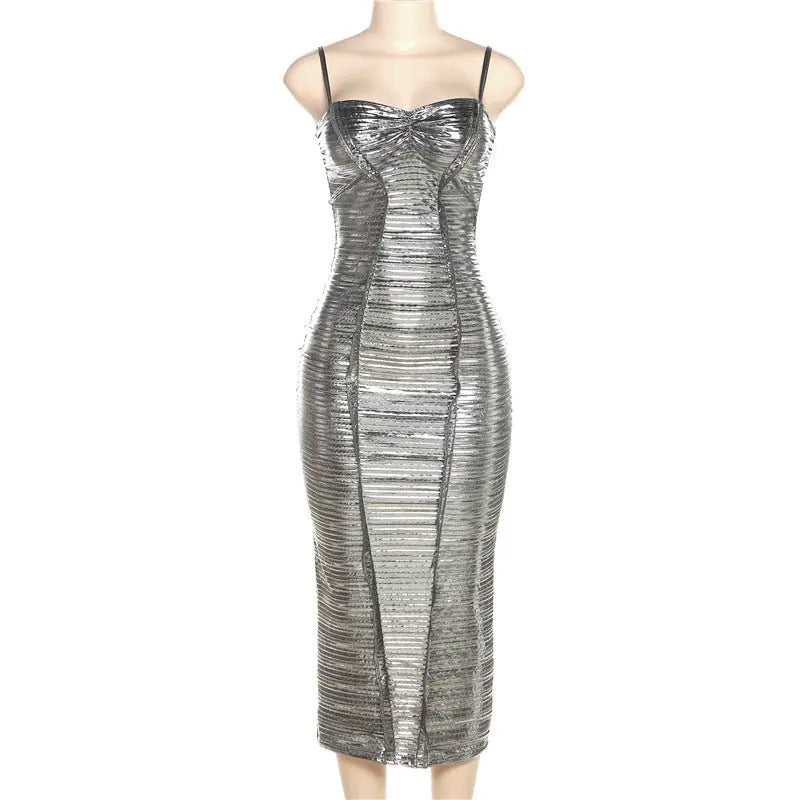 No Ceilings Metallic Midi Dress dress
