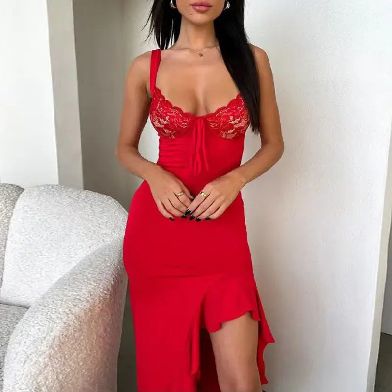 Lace Ruffle Maxi Dress dress