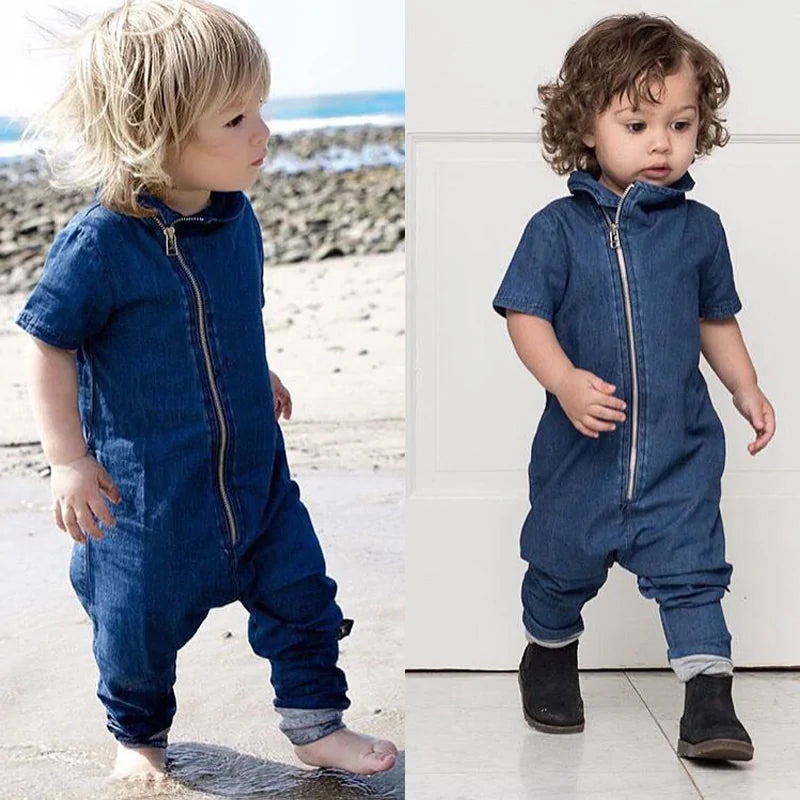 Denim Toddler Romper Jumpsuit Outfit 