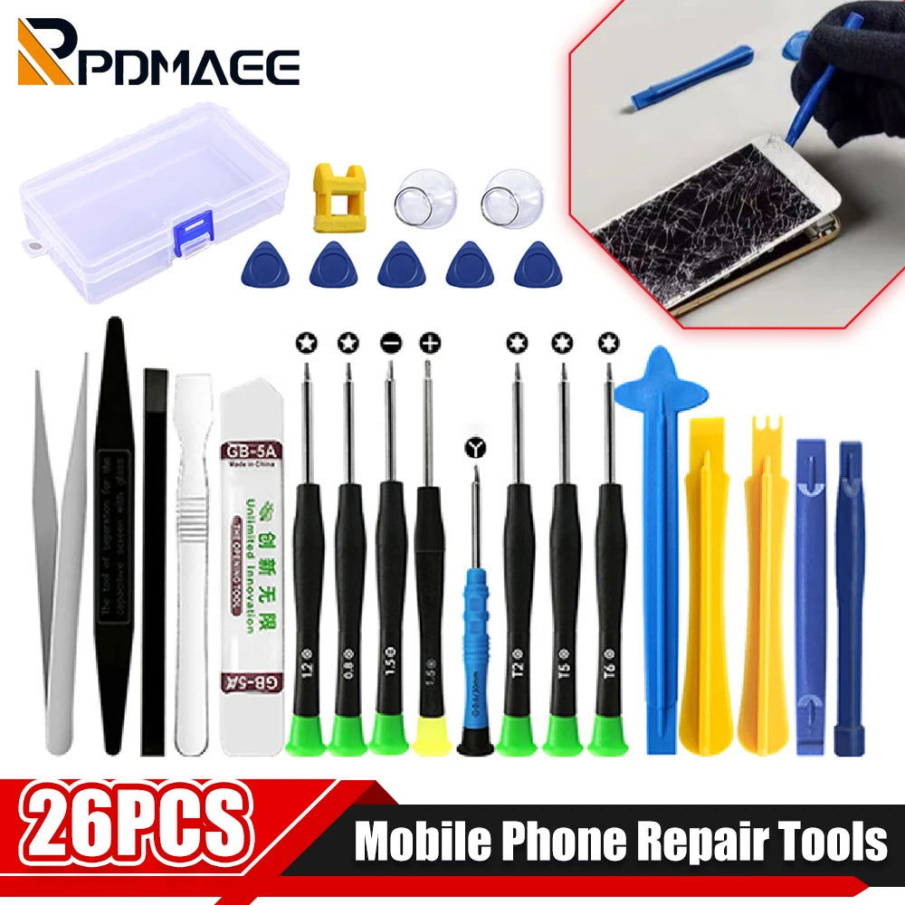 22 in 1 Mobile Phone Repair Tools Pry Opening Screwdriver Set for iPhone Laptop Computer Disassemble Hand Tool Set 14/22/25/26pc - MaiM