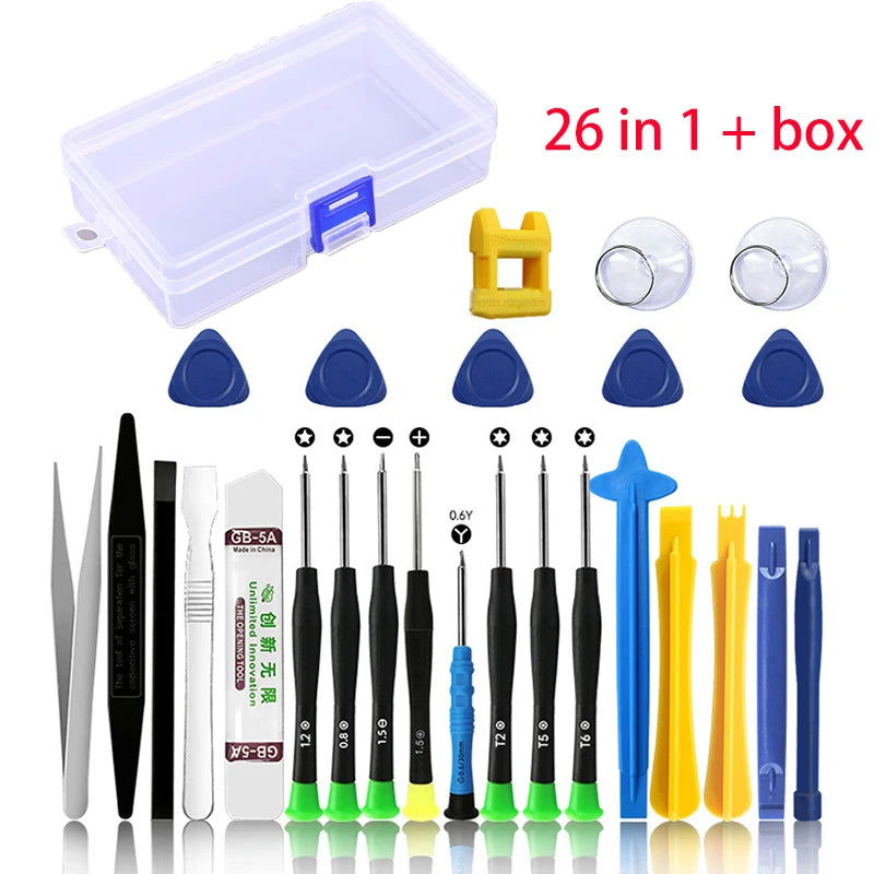 22 in 1 Mobile Phone Repair Tools Pry Opening Screwdriver Set for iPhone Laptop Computer Disassemble Hand Tool Set 14/22/25/26pc - MaiM