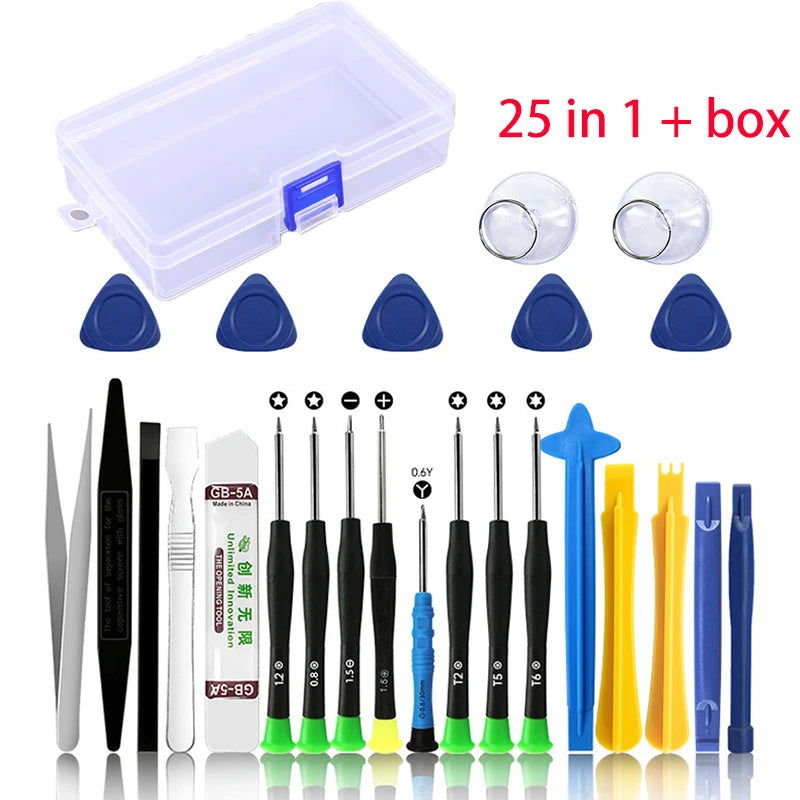 22 in 1 Mobile Phone Repair Tools Pry Opening Screwdriver Set for iPhone Laptop Computer Disassemble Hand Tool Set 14/22/25/26pc - MaiM