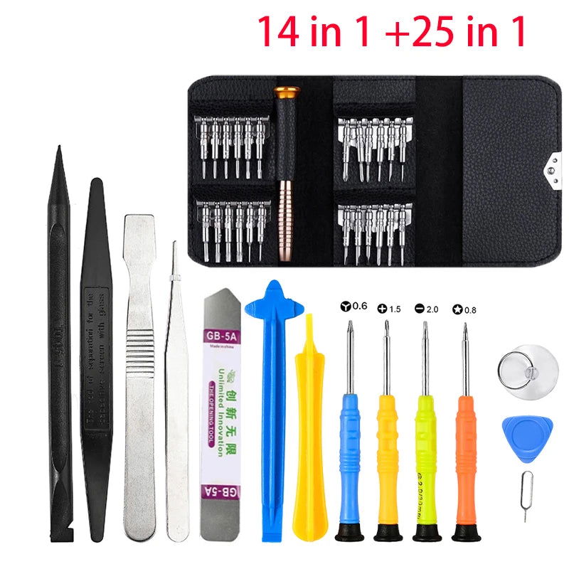 22 in 1 Mobile Phone Repair Tools Pry Opening Screwdriver Set for iPhone Laptop Computer Disassemble Hand Tool Set 14/22/25/26pc - MaiM