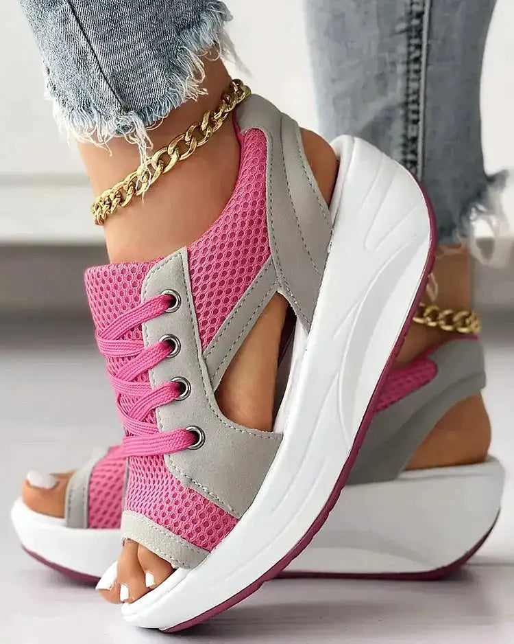 Women's Summer Open Toe Sneakers with Cut Out Design