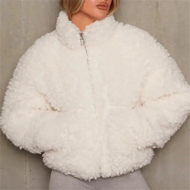 Winter Women's Lamb Wool Coat Jacket 