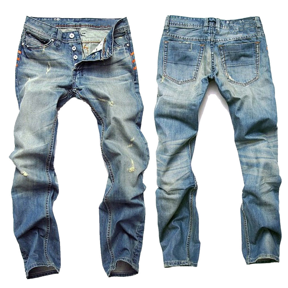 Men Ripped Scratched Jeans Slim Fit*