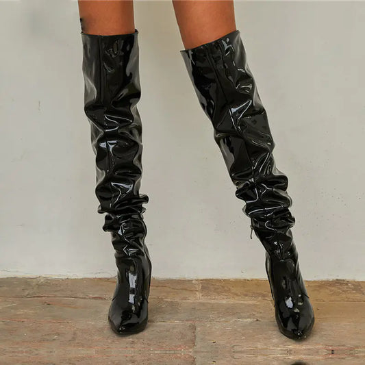 Women's Motorcycle Over The Knee Boots