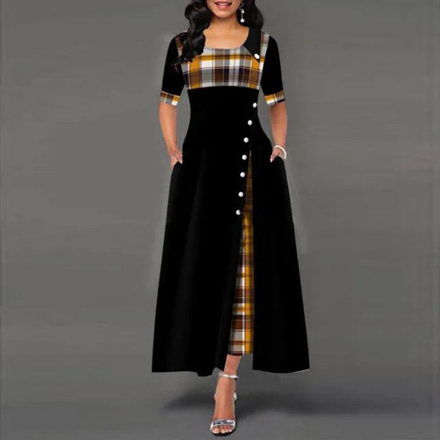 Plaid Print Maxi Dress 