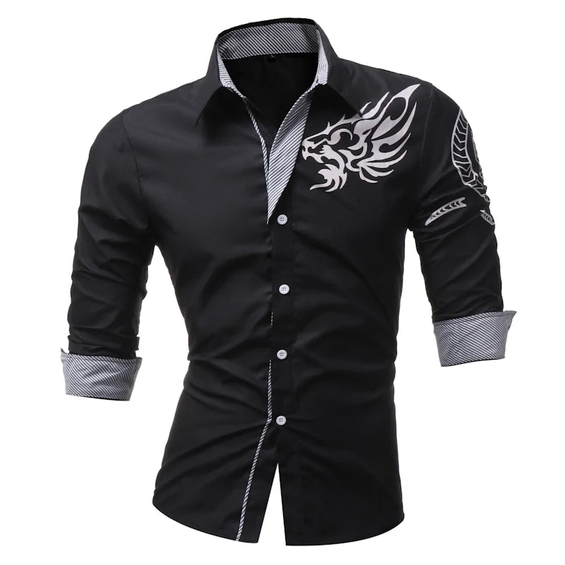 Mens Long-Sleeved Dress Shirt Dragons 