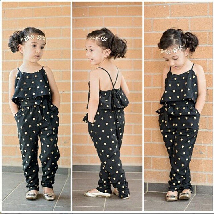 Sleeveless Polka Dot Girls Jumpsuit