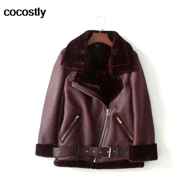 High Quality Woman's Faux Leather Fur Coat 