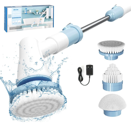 ^Powerful Electric Spin Brush for Bathroom & Kitchen Cleaning Scrubber with Hard Bristles/Long HandleEfficient Floor/Carpet/Baseboard Cleaner