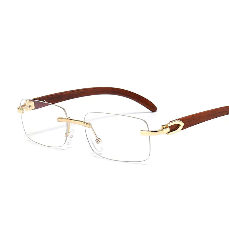 Frameless Wood Grain Eyeglasses^