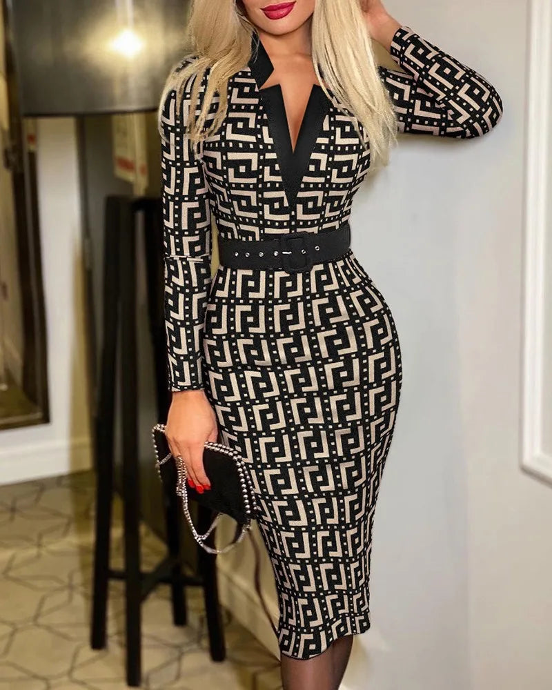 Hip Long Sleeve Sexy Dress 