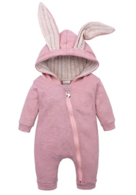 Rabbit Ear Hooded Baby Rompers 