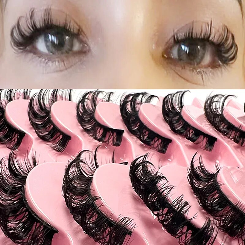 Russian Strip Lashes DD Curl Lashes 5/10Pairs Faux Mink Lashes 3D Mink Eyelashes Reusable Fluffy False Lashes russian extensions