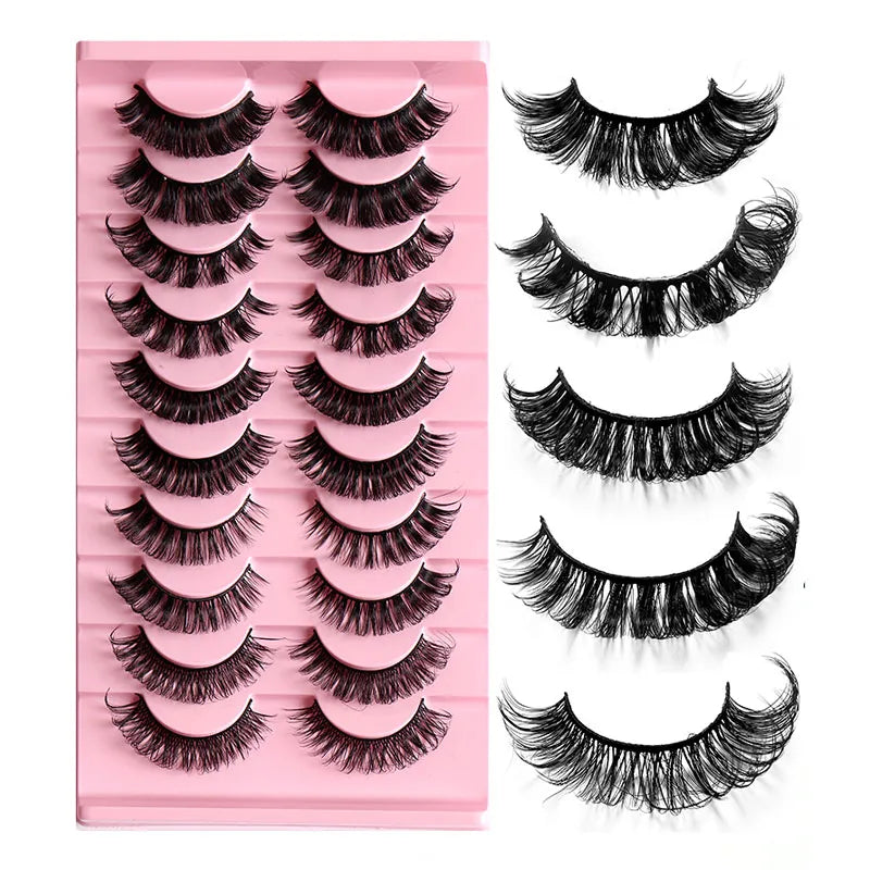 Russian Strip Lashes DD Curl Lashes 5/10Pairs Faux Mink Lashes 3D Mink Eyelashes Reusable Fluffy False Lashes russian extensions