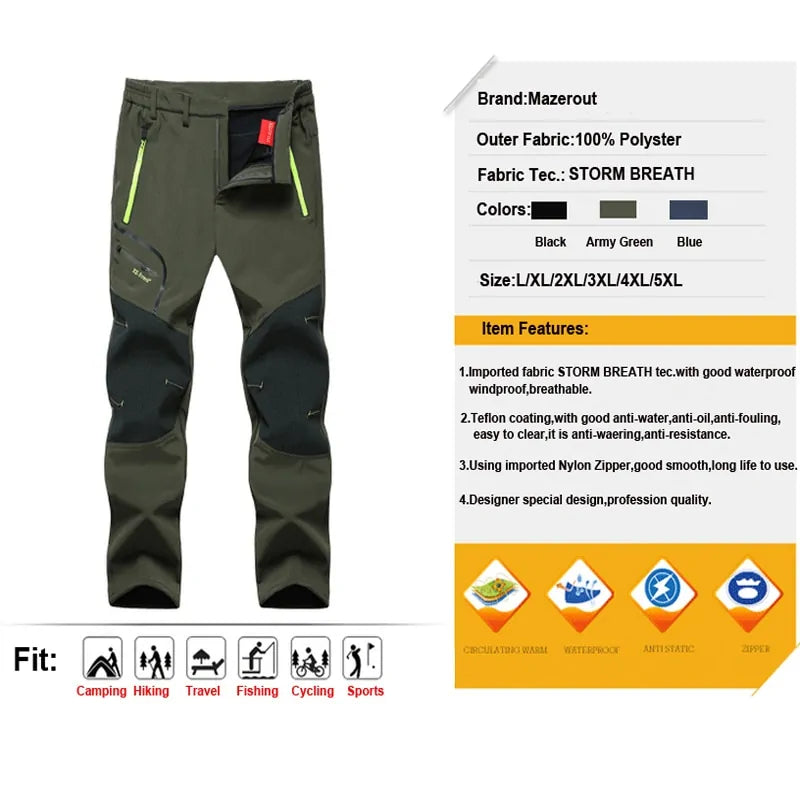 Softshell Fleece Outdoor Pants Trekking 