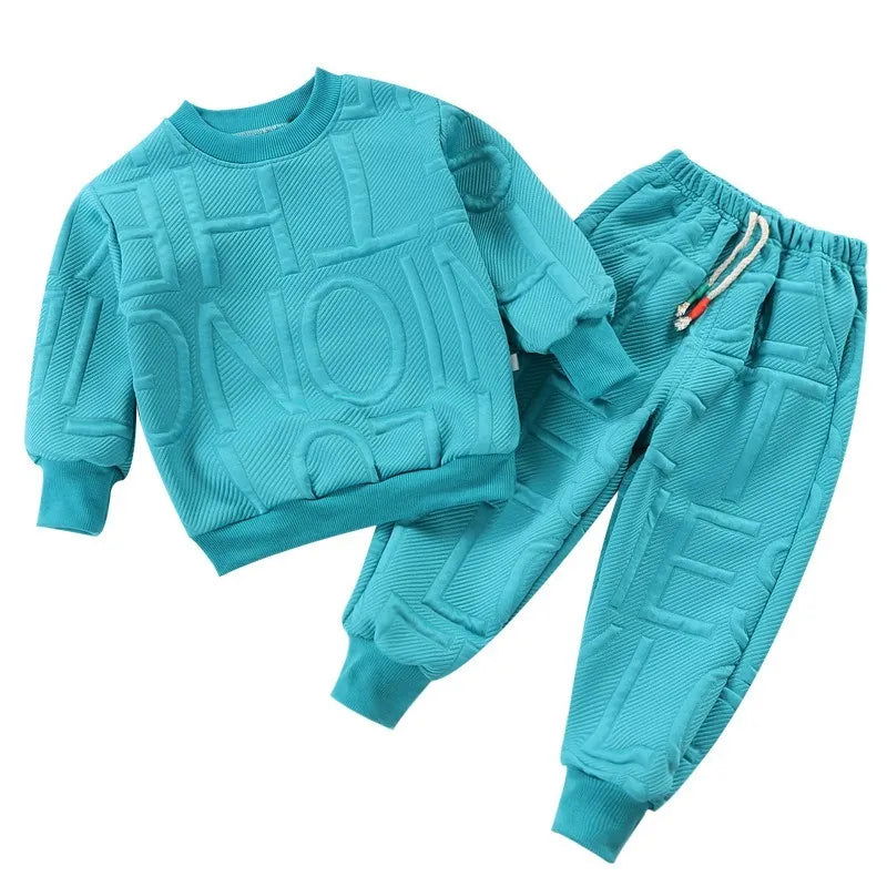Boys 2Pcs Tracksuit Baby Girls Kids Casual Clothing Sets Baby Kids Sports Unisex Letter Pants Outfits 1-7 Ys Children Sweatshirt 