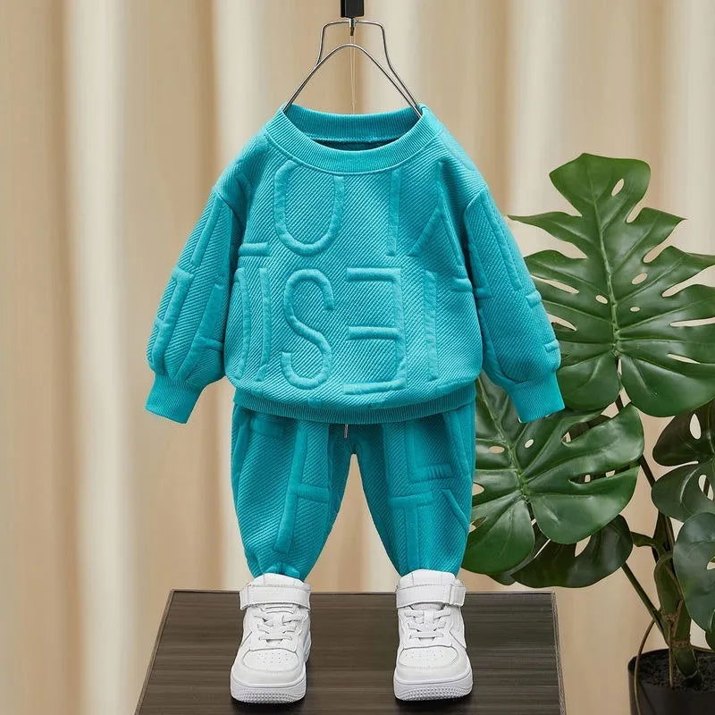 Boys 2Pcs Tracksuit Baby Girls Kids Casual Clothing Sets Baby Kids Sports Unisex Letter Pants Outfits 1-7 Ys Children Sweatshirt 