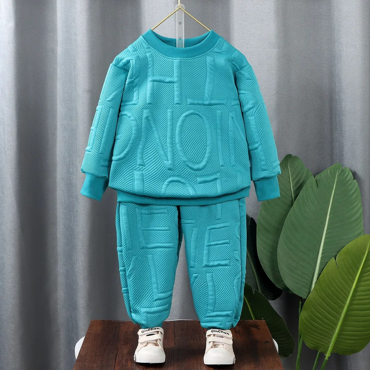 Boys 2Pcs Tracksuit Baby Girls Kids Casual Clothing Sets Baby Kids Sports Unisex Letter Pants Outfits 1-7 Ys Children Sweatshirt 