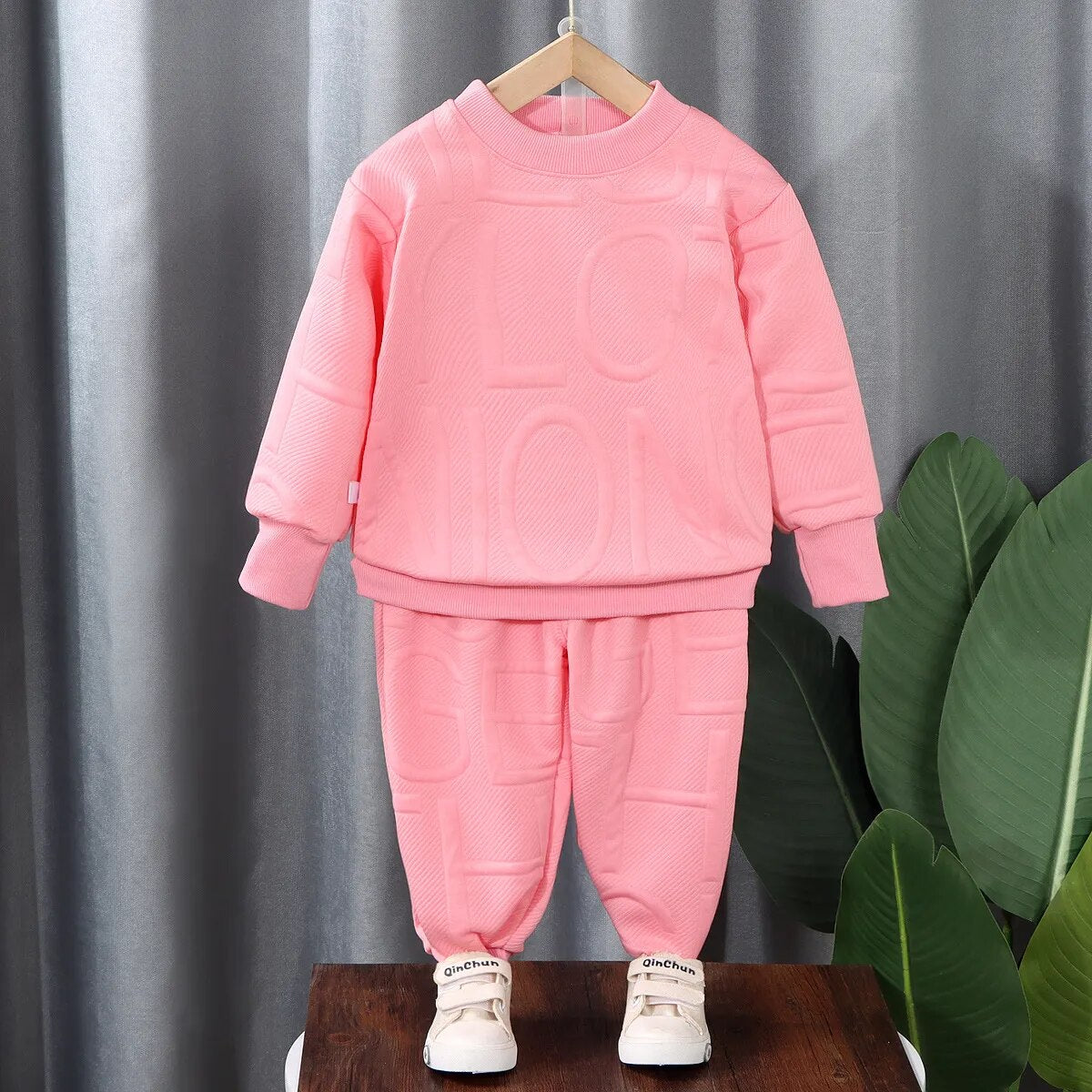 Boys 2Pcs Tracksuit Baby Girls Kids Casual Clothing Sets Baby Kids Sports Unisex Letter Pants Outfits 1-7 Ys Children Sweatshirt 