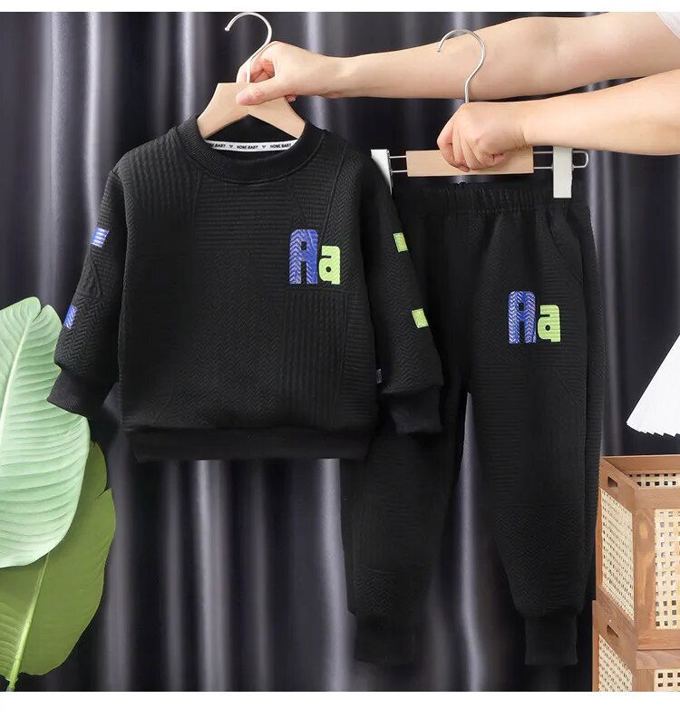 Boys 2Pcs Tracksuit Baby Girls Kids Casual Clothing Sets Baby Kids Sports Unisex Letter Pants Outfits 1-7 Ys Children Sweatshirt 