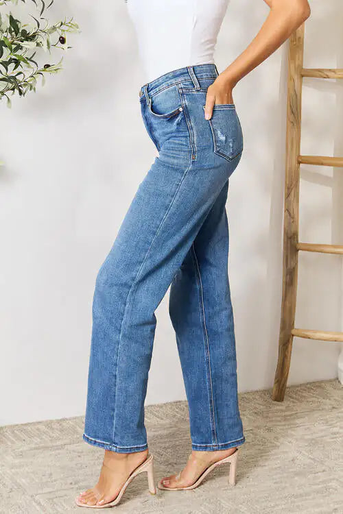 High Waist Distressed Jeans women jeans