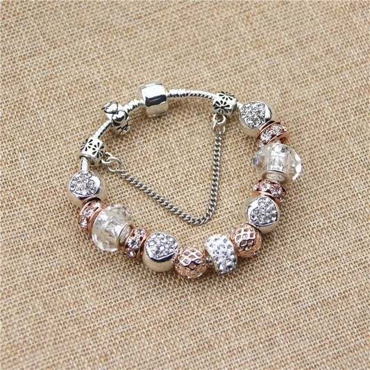 Rose Gold Heart Charm Bracelet 