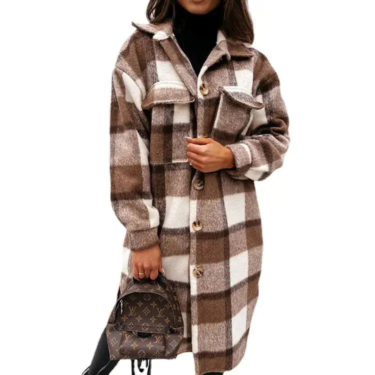 Woolen Plaid Overcoat^