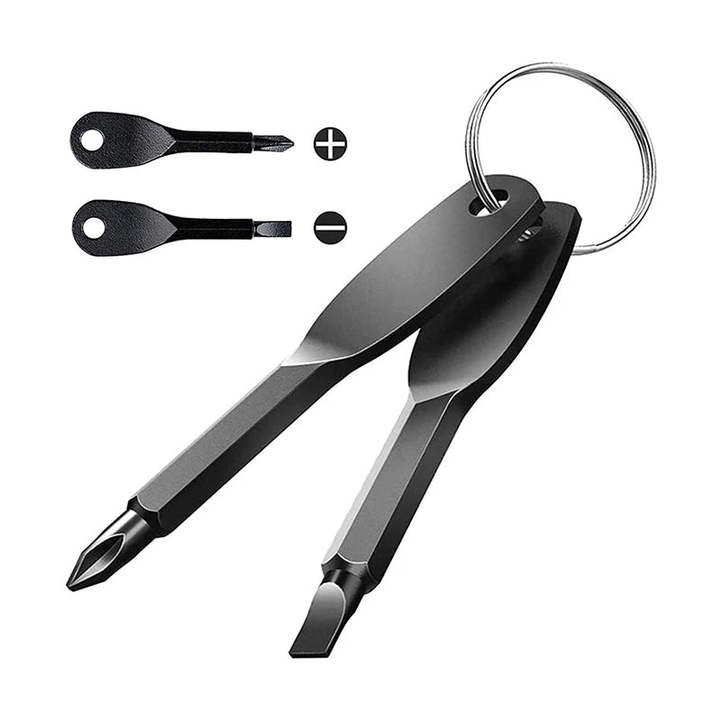 Multi-Function Screwdriver Keyring Fork Spoon Bottle Opener Keychain Self Defense Stinger Duron Drill Survival EDC Tools