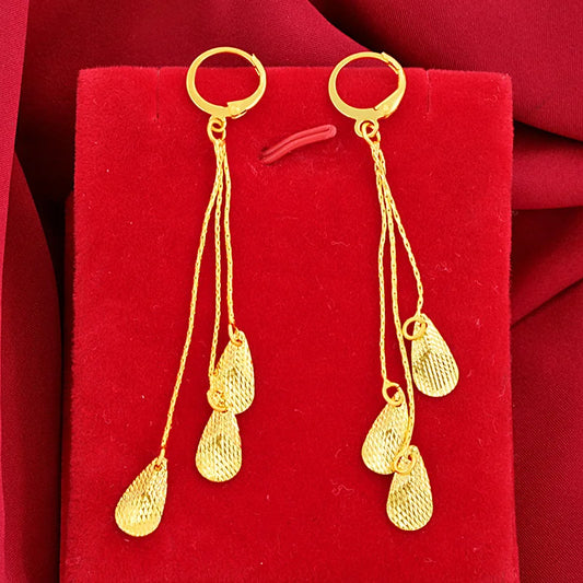 Real 100% 14 K Yellow Gold color Earrings for Women Fine Orecchini Bizuteria Gemstone 14K Gold Garnet Jewelry Drop Earrings