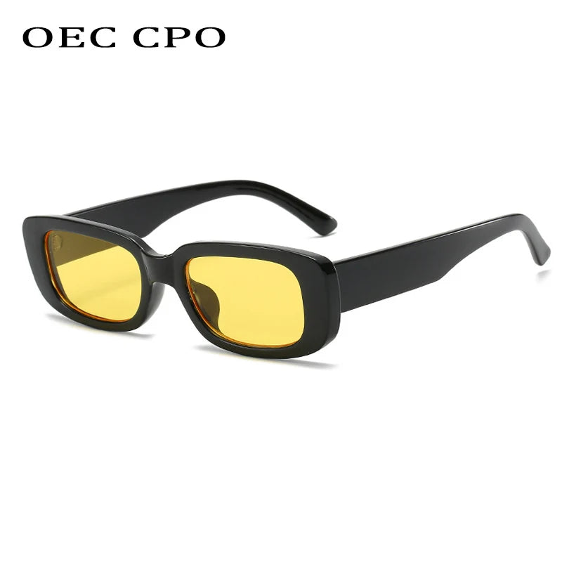 OEC CPO Small Square Sunglasses Women Plastic Frame Orange Gradient Sunglasses Female Trendy Brand Designer Eyeglasses UV400