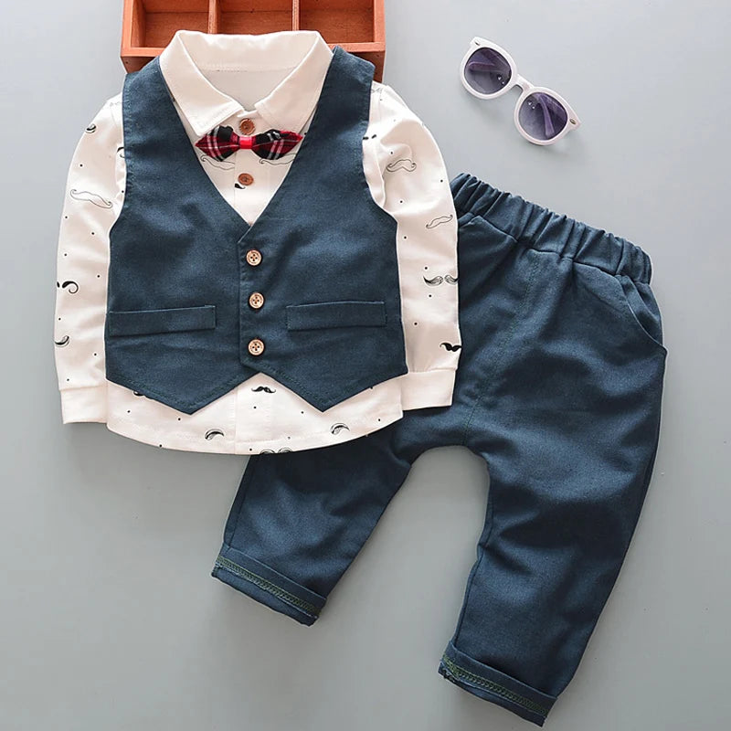 Spring Formal newborn baby boy clothes set outfit 1 year birthday party costume 3pcs suit for babies cloth kid boy clothing sets