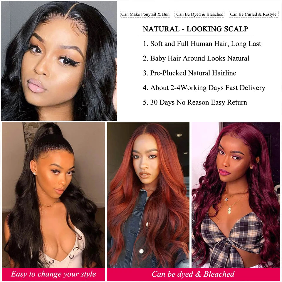 13x4 Lace Front Wigs Brazilian Body Wave Human Raw Hair Wigs Virgin Hair Pre Plucked 4x4 Lace Closure Wig Queen Hair