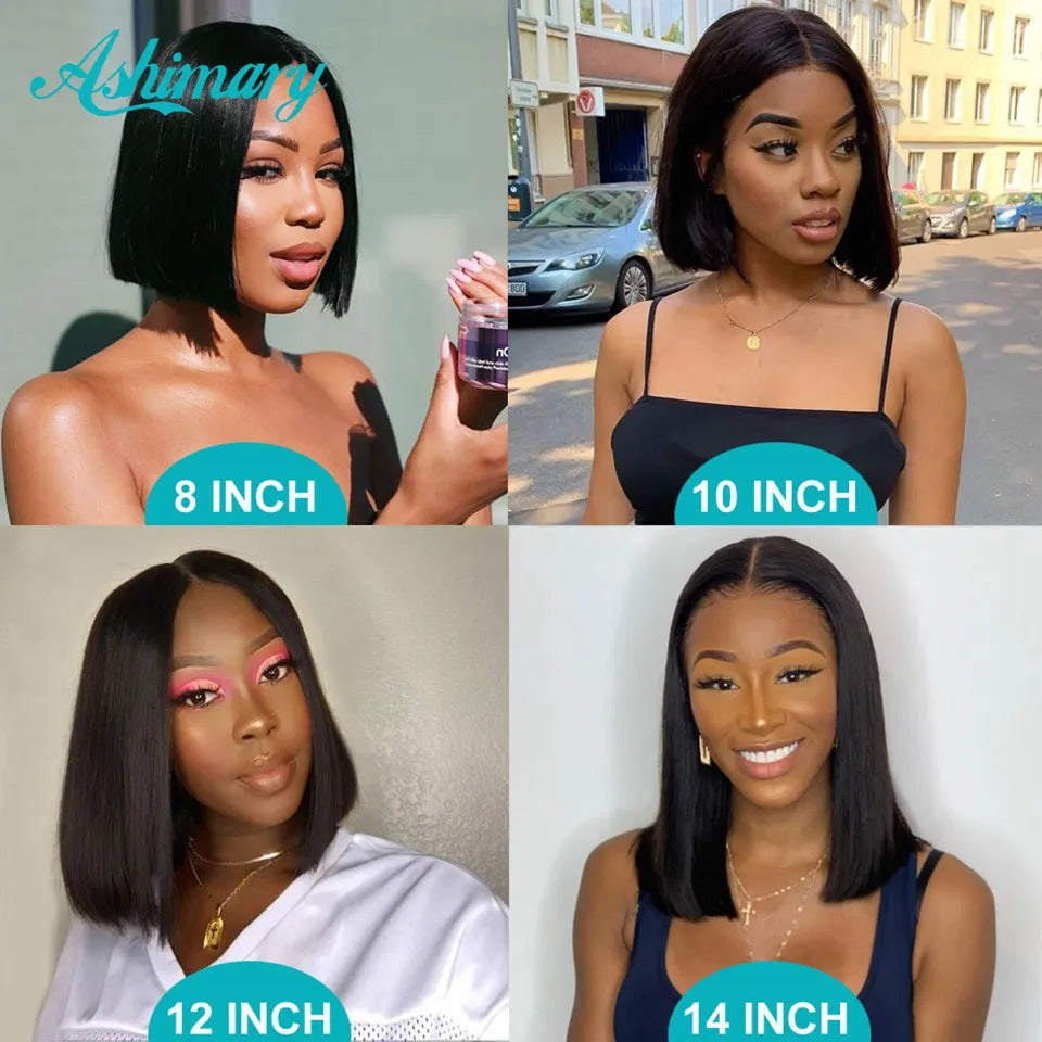 Bob Lace Front Wigs Remy Brazilian Human Hair Wigs Short 4X4 Closure Wig Lace Front Human Hair Wigs For Women Ashimary 150%