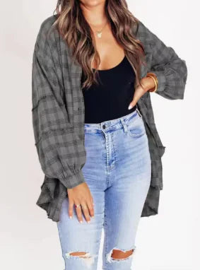 Classic Plaid Women's Button-Up Blouse