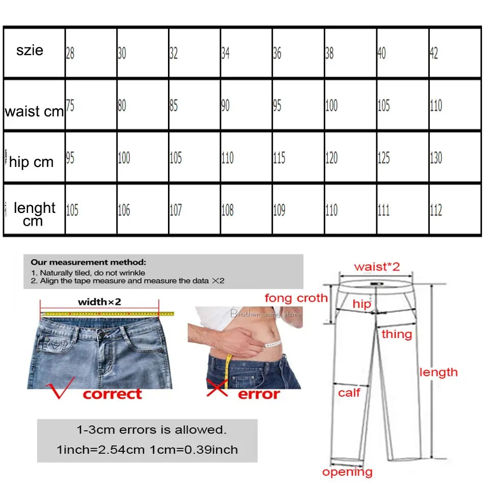 Casual Men Jeans Straight Cotton High Quality Denim Pants 