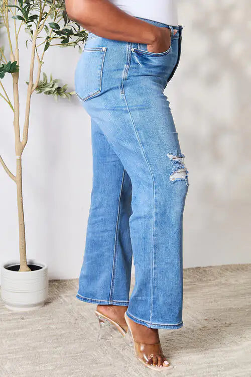 High Waist Distressed Jeans women jeans