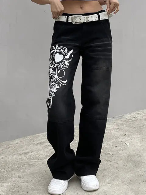 Harajuku Printed Cargo Jeans 