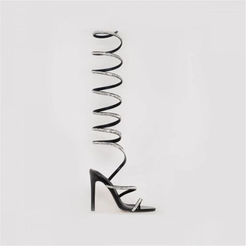 Rhinestone Strap Gladiator High Heels 