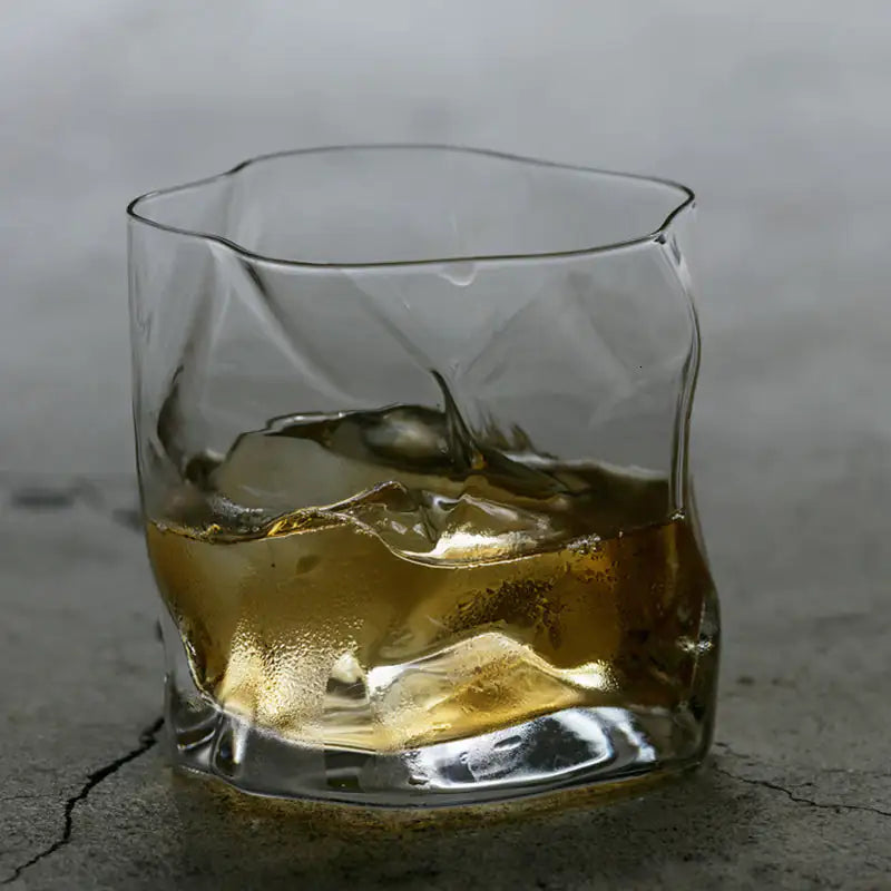 Crumple Style Whiskey Glass^