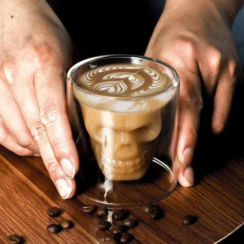Double Layered Glass Skull Coffee Mug 