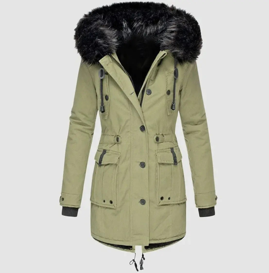 Fleece-Lined Cotton Puffer Coat 