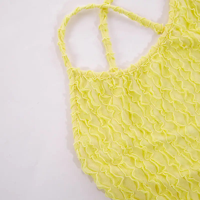 Summertime Fine Textured Cross Strap Maxi Dress 