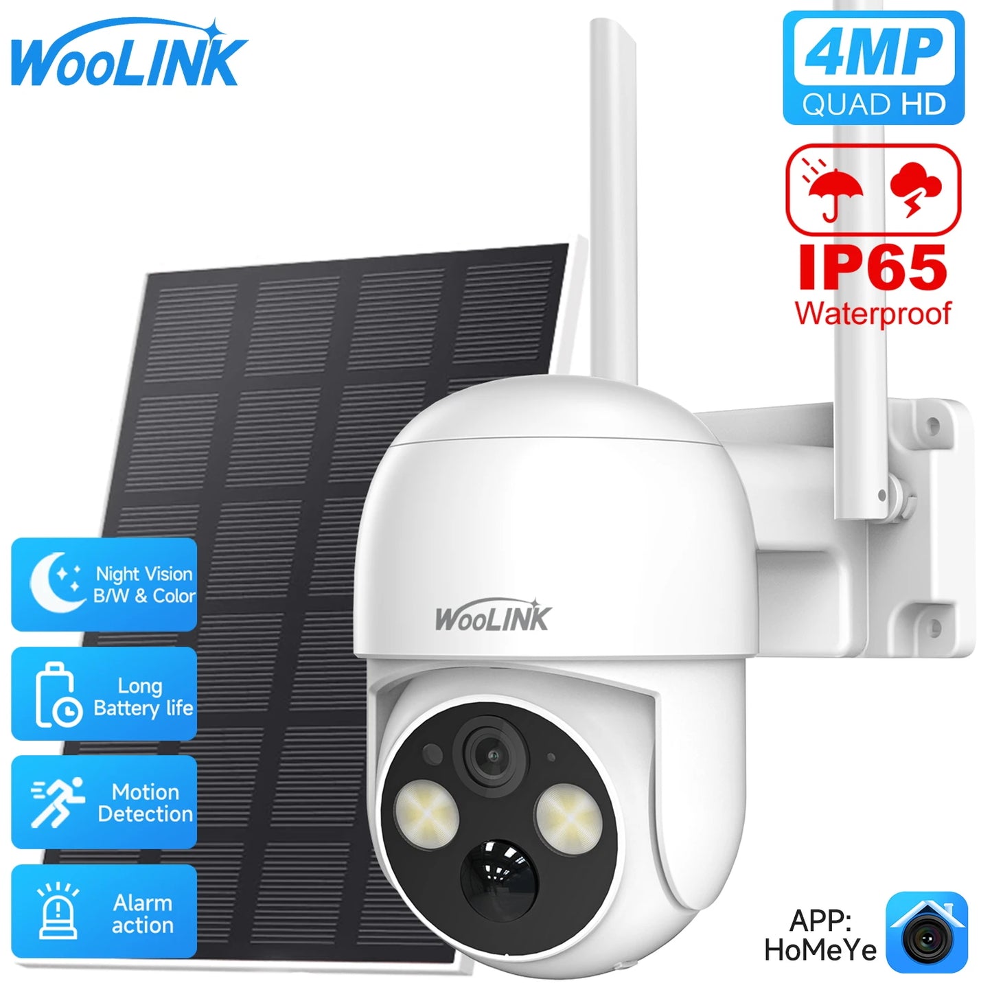 XVIM 4MP Solar Camera Outdoor Wireless Security Protection Wifi Surveillance Camera NightVision Motion Detection Security Camera