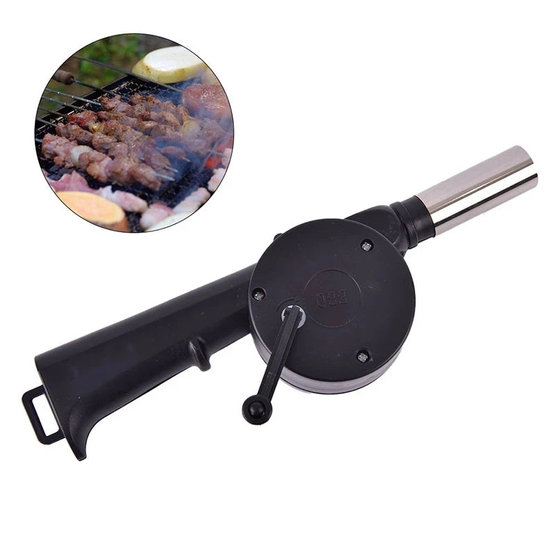 Outdoor Cooking BBQ Fan Air Blower For Barbecue Fire Bellows Hand Crank Tool For Picnic Camping Handheld Cooking Fan Tool