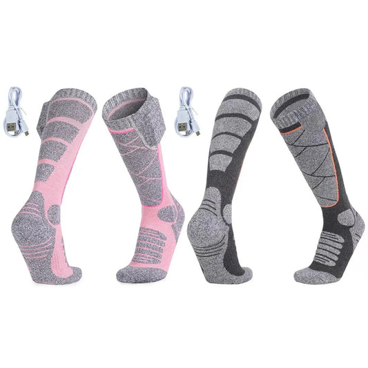 Unisex Electric Heated Socks 3 Heating Levels Heated Sports Stockings Intelligent Fast Heating for Winter Skiing Cycling 