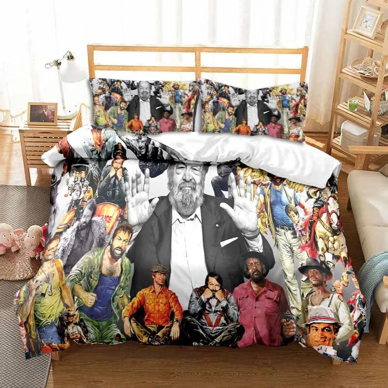 Terence Hill Bud Spencer All Season Twin Bedding Set 3 Piece Comforter Set Bed Duvet Cover Double King Comforter Cover