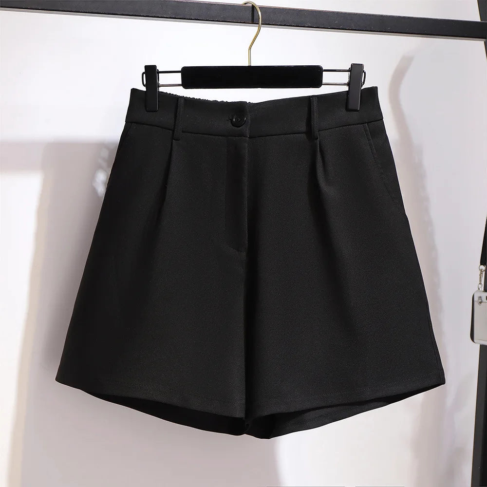 Plus Size Shorts For Women Large Loose Casual Elastic Waist High Waist Wide Leg Shorts SummerBlack 4XL 5XL 6XL 7XL Clothing